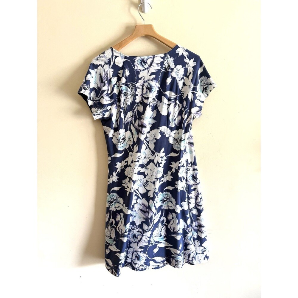 Soft Surroundings Floral Faux Wrap Dress Sz XL Purple Blue White Cottagecore - Picture 3 of 3